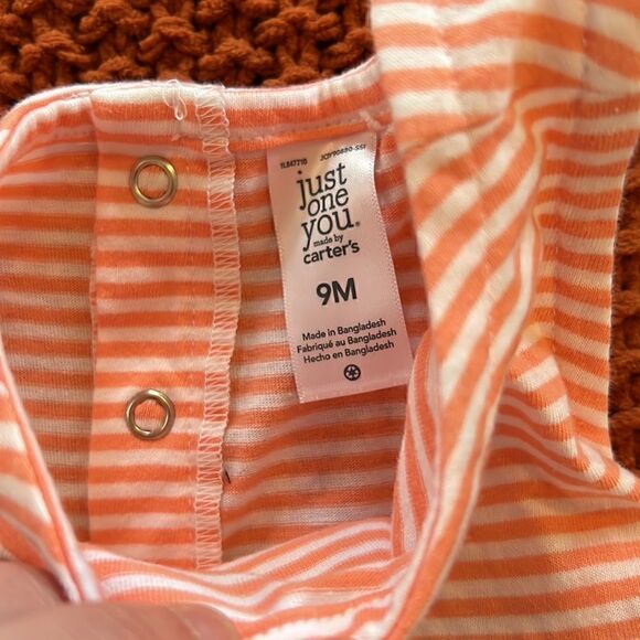 Carters just one you 9M floral/striped dress w/ matching denim blue hat NWOT - Picture 4 of 9